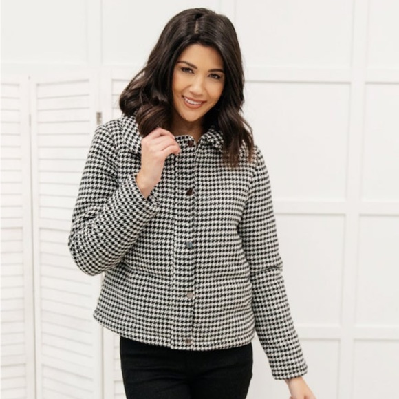 Andree by Unit Small Houndstooth Heavyweight Winter Puff Jacket - Picture 1 of 9